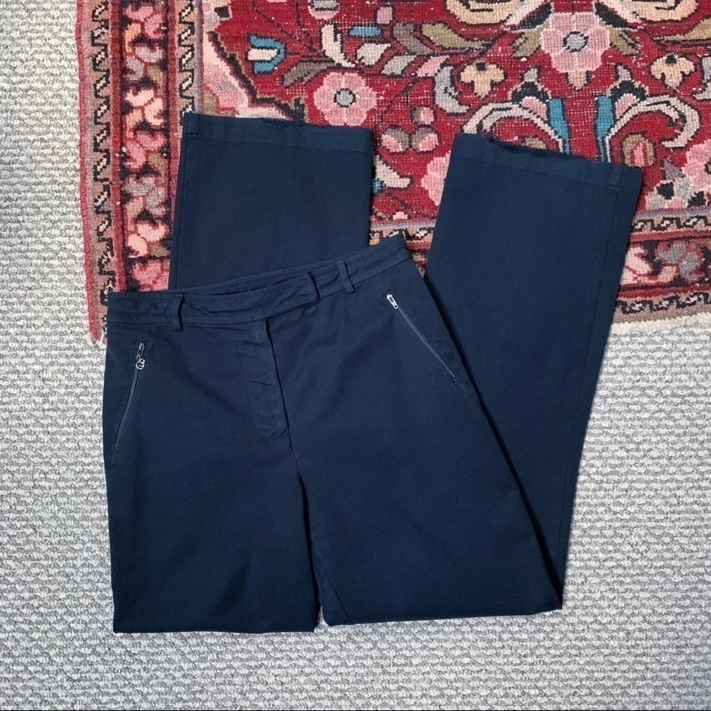 St. John Sport High Waist Wide Leg Chino Pants